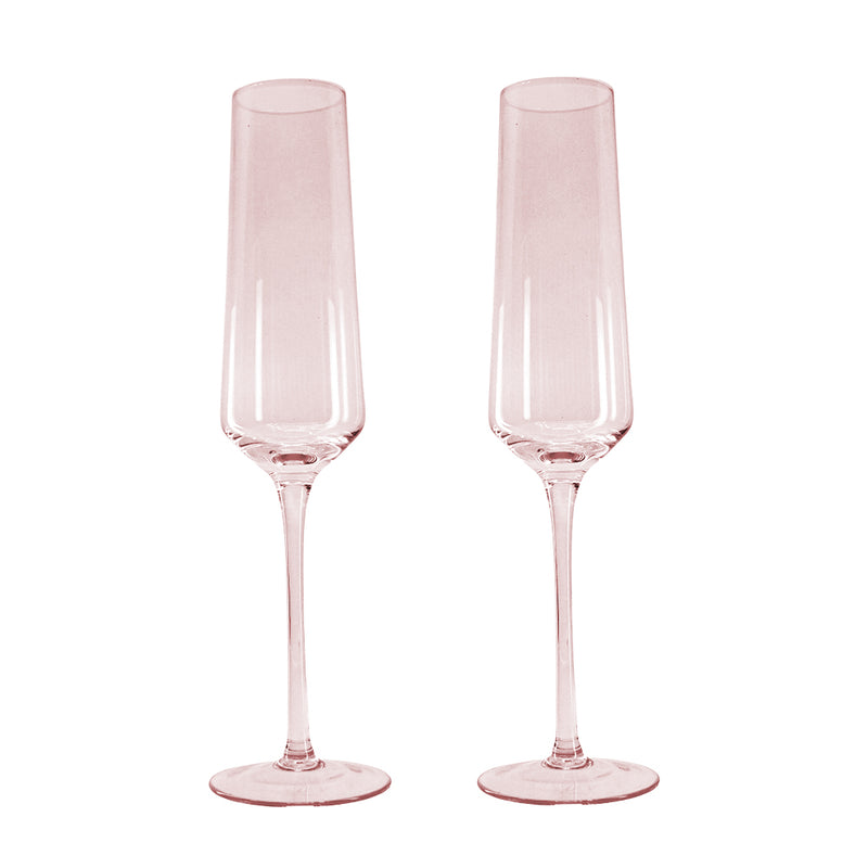 Pink Crystal Champagne Flutes